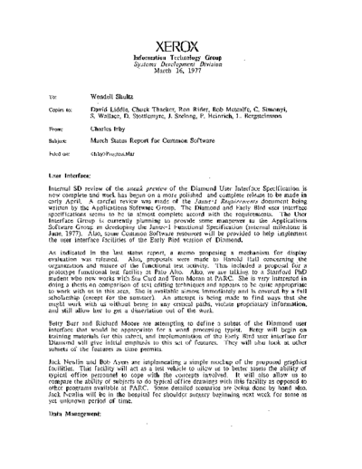 xerox 19770316 March Status Report For Common Software  xerox sdd memos_1977 19770316_March_Status_Report_For_Common_Software.pdf