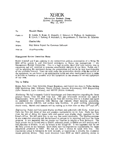 xerox 19770517 May Status Report For Common Software  xerox sdd memos_1977 19770517_May_Status_Report_For_Common_Software.pdf