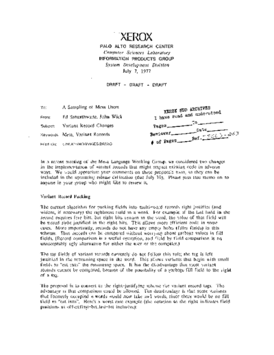 xerox 19770707 Variant Record Changes  xerox sdd memos_1977 19770707_Variant_Record_Changes.pdf