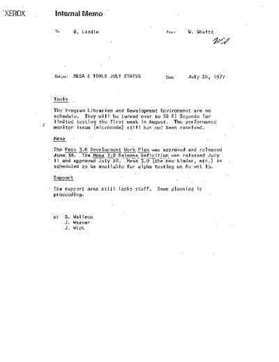 xerox 19770720 Mesa Tools And July Status  xerox sdd memos_1977 19770720_Mesa_Tools_And_July_Status.pdf