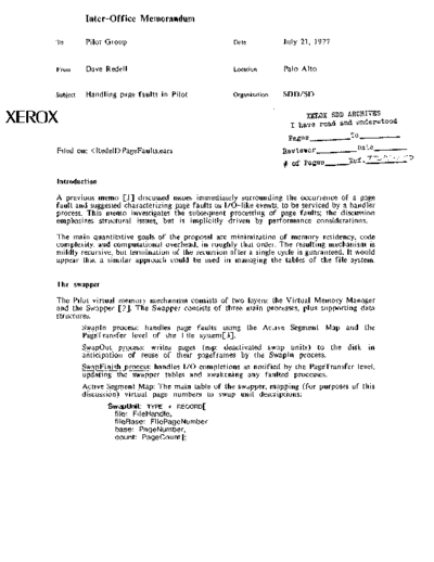 xerox 19770721 Handling Page Faults In Pilot  xerox sdd memos_1977 19770721_Handling_Page_Faults_In_Pilot.pdf