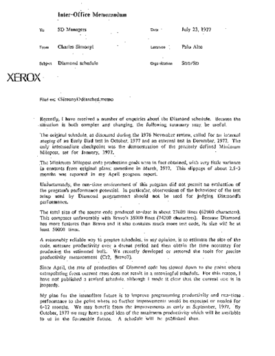 xerox 19770723 Diamond Schedule  xerox sdd memos_1977 19770723_Diamond_Schedule.pdf