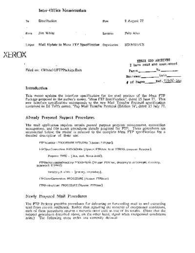 xerox 19770809 Mail Update To Mesa FTP Specification  xerox sdd memos_1977 19770809_Mail_Update_To_Mesa_FTP_Specification.pdf