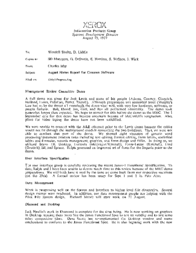 xerox 19770819 August Status Report For Common Software  xerox sdd memos_1977 19770819_August_Status_Report_For_Common_Software.pdf