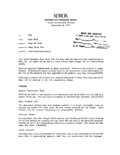 xerox 19770926 Mesa 3.0 Tasks  xerox sdd memos_1977 19770926_Mesa_3.0_Tasks.pdf