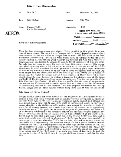 xerox 19770930 Unique FileIDs Are 64 Bits Enough  xerox sdd memos_1977 19770930_Unique_FileIDs_Are_64_Bits_Enough.pdf