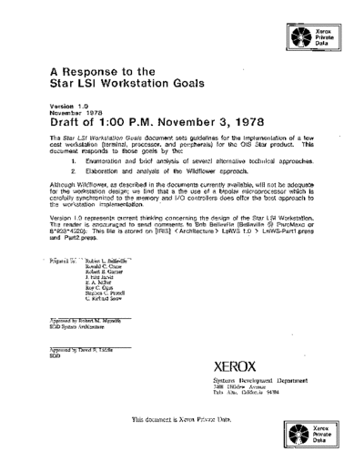 xerox A Response to the Star LSI Workstation Goals Ver 1.0 Nov78  xerox sdd memos_1978 A_Response_to_the_Star_LSI_Workstation_Goals_Ver_1.0_Nov78.pdf