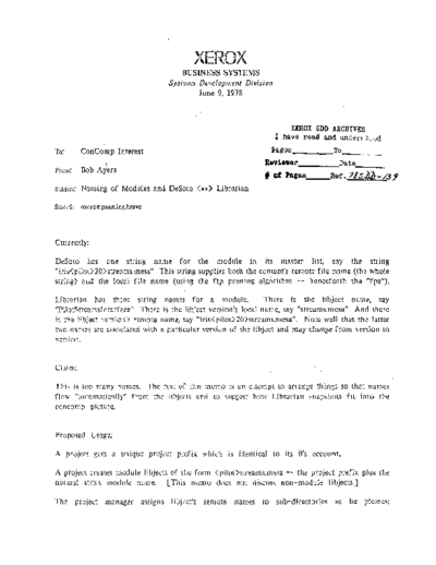 xerox 19780609 Naming of Modules and DeSoto Librarian  xerox sdd memos_1978 19780609_Naming_of_Modules_and_DeSoto_Librarian.pdf