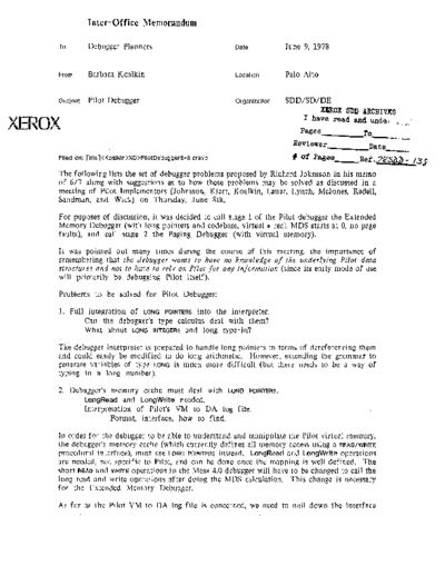 xerox 19780609 Pilot Debugger  xerox sdd memos_1978 19780609_Pilot_Debugger.pdf