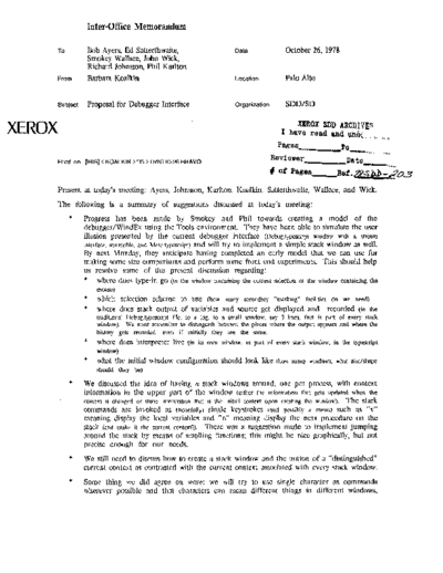 xerox 19781026 Proposal For Debugger Interface  xerox sdd memos_1978 19781026_Proposal_For_Debugger_Interface.pdf