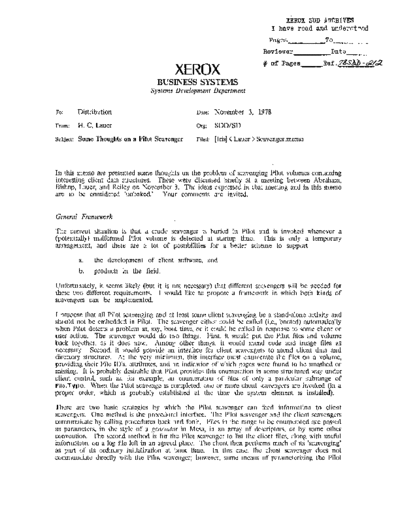 xerox 19781103 Some Thoughts On A Pilot Scavenger  xerox sdd memos_1978 19781103_Some_Thoughts_On_A_Pilot_Scavenger.pdf