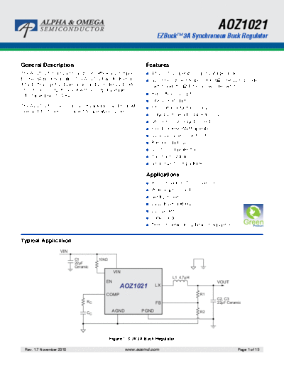 AOZ1021 aoz1021ai  . Electronic Components Datasheets Various AOZ1021 aoz1021ai.pdf