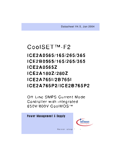 ICE2A765P2 1-ICE2xxx ver4.5  . Electronic Components Datasheets Various ICE2A765P2 1-ICE2xxx_ver4.5.pdf