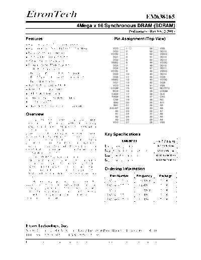 RAM EM638165  . Electronic Components Datasheets Various RAM EM638165.pdf