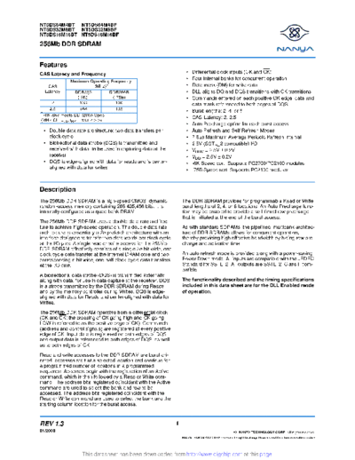 RAM NT5DS16M16BT-6K  . Electronic Components Datasheets Various RAM NT5DS16M16BT-6K.pdf