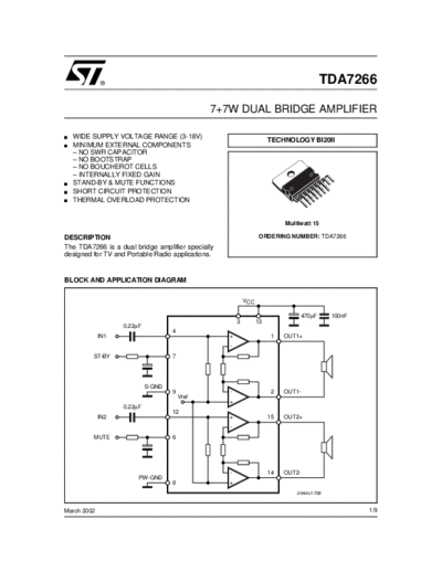 TDA7266 TDA7266  . Electronic Components Datasheets Various TDA7266 TDA7266.pdf