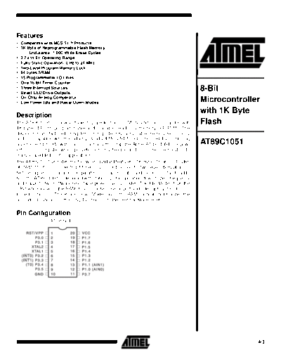 datasheets 89c1051  . Electronic Components Datasheets Various datasheets 89c1051.pdf