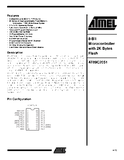 datasheets 89c2051  . Electronic Components Datasheets Various datasheets 89c2051.pdf