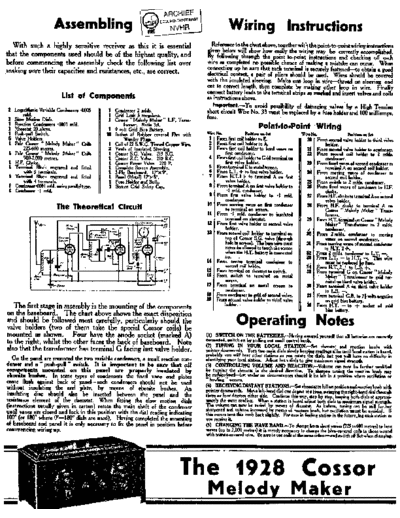 COSSOR Cossor MelodyMaker  . Rare and Ancient Equipment COSSOR MelodyMaker Cossor_MelodyMaker.pdf