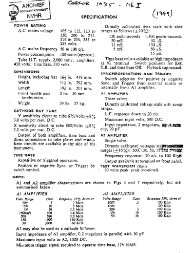 COSSOR 1035  . Rare and Ancient Equipment COSSOR 1035 Cossor_1035.pdf