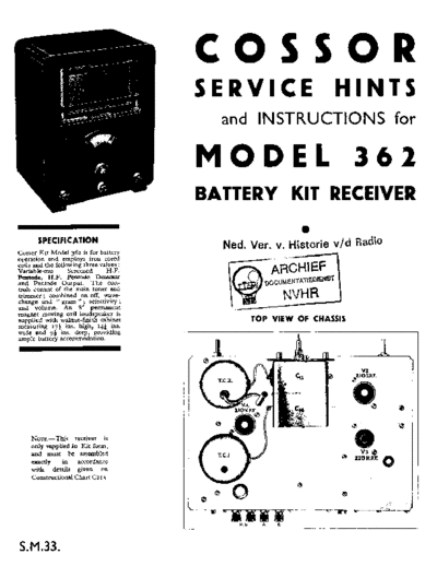 COSSOR 362  . Rare and Ancient Equipment COSSOR 362 Cossor_362.pdf