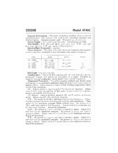 COSSOR 474AC  . Rare and Ancient Equipment COSSOR 474AC 474AC.pdf