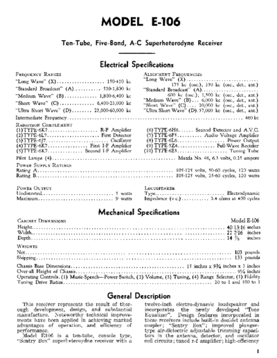 CANADIAN GENERAL ELECTRIC cgee106data  . Rare and Ancient Equipment CANADIAN GENERAL ELECTRIC E106 cgee106data.pdf