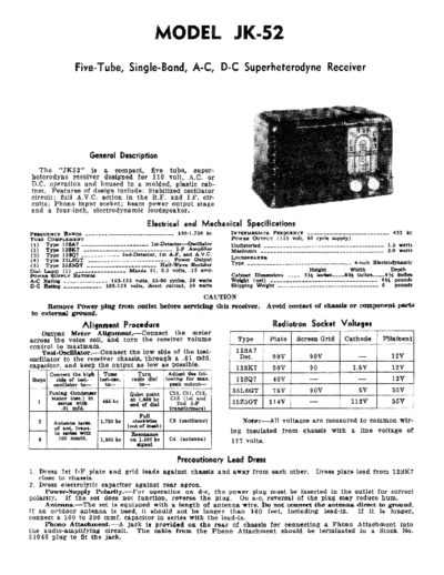 CANADIAN GENERAL ELECTRIC cgejk52data  . Rare and Ancient Equipment CANADIAN GENERAL ELECTRIC JK-52 cgejk52data.pdf