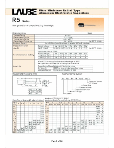 Laube [ELGEN] Laube-ELGEN [radial thru-hole] R5 SERIES  . Electronic Components Datasheets Passive components capacitors Laube [ELGEN] Laube-ELGEN [radial thru-hole] R5 SERIES.pdf