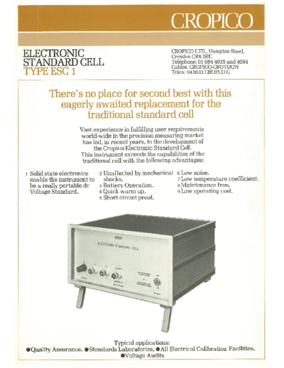 Cropico Marketing flyer  . Rare and Ancient Equipment Cropico ESC1 Marketing flyer.pdf