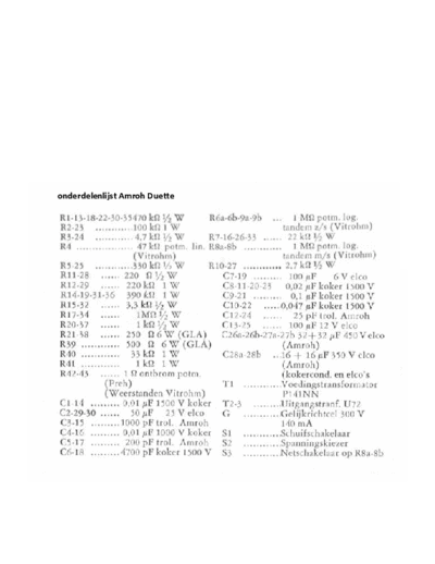 AMROH onderdelenlijst  . Rare and Ancient Equipment AMROH Duette onderdelenlijst.pdf