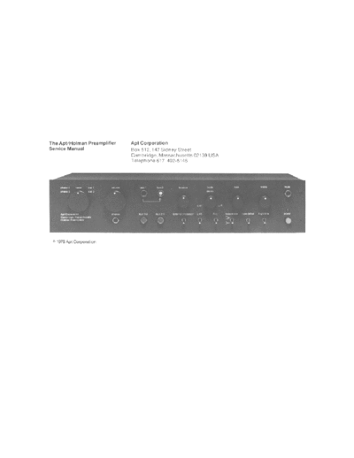 APT HOLMAN Pre amplifier service manual  . Rare and Ancient Equipment APT HOLMAN Pre Amp Apt_Holman_Pre_amplifier_service_manual.pdf