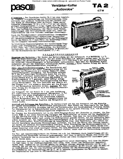 AUDIOVOICE Kofferverstarker TA 2  . Rare and Ancient Equipment AUDIOVOICE TA-2 Kofferverstarker_TA_2.pdf