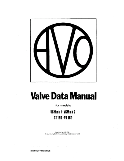 AVO ValveDataManual-old  . Rare and Ancient Equipment AVO TubeData ValveDataManual-old.pdf