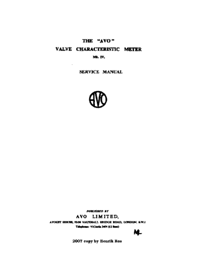 AVO AVO VCMMkIV  . Rare and Ancient Equipment AVO VCMMkIV AVO_VCMMkIV.pdf