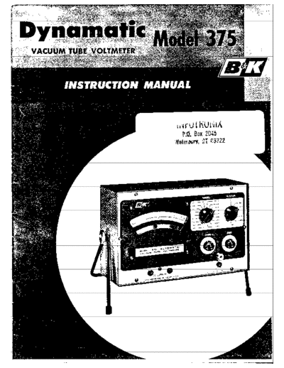 B&K B-K Dynamatic-375 Tube Voltmeter  . Rare and Ancient Equipment B&K DYNAMATIC-375 B-K_Dynamatic-375_Tube_Voltmeter.pdf