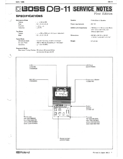 BOSS DB-11 SERVICE NOTES  . Rare and Ancient Equipment BOSS DB-11 DB-11_SERVICE_NOTES.pdf