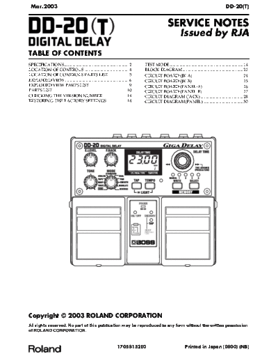BOSS DD-20 SERVICE NOTES  . Rare and Ancient Equipment BOSS DD-20 DD-20_SERVICE_NOTES.pdf