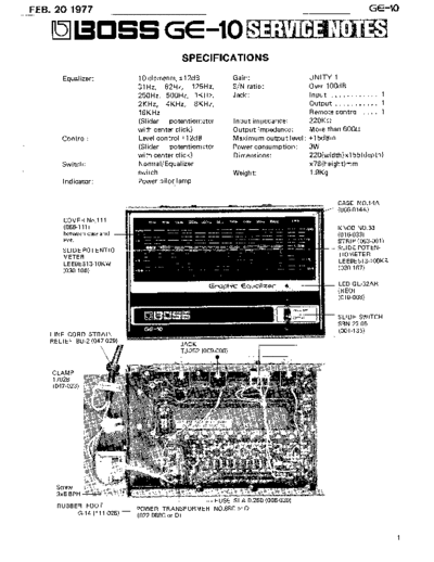 BOSS BOSS GE-10 SERVICE NOTES  . Rare and Ancient Equipment BOSS GE-10 BOSS_GE-10_SERVICE_NOTES.pdf
