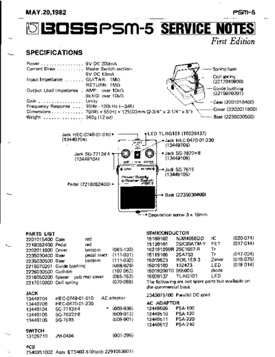 BOSS BOSS PSM-5 SvcNotes  . Rare and Ancient Equipment BOSS PSM5 BOSS_PSM-5_SvcNotes.pdf