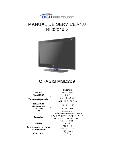 BGH BGH BL3210D Chassis MSD209 Ver.1.0  . Rare and Ancient Equipment BGH LCD BGH_BL3210D_Chassis_MSD209_Ver.1.0.pdf