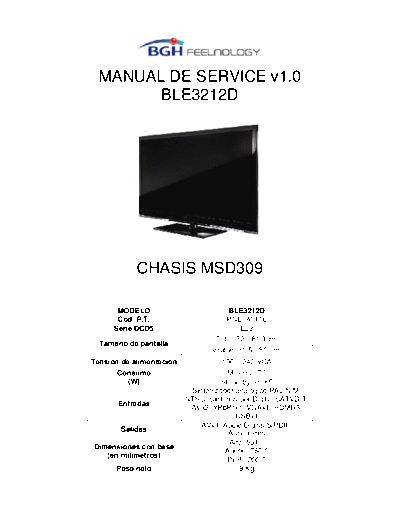 BGH BGH BLE3212D Chassis MSD309 Ver.1.0  . Rare and Ancient Equipment BGH LCD BGH_BLE3212D_Chassis_MSD309_Ver.1.0.pdf