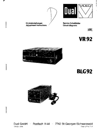 DUAL dual vr92 blg92 757  . Rare and Ancient Equipment DUAL Video dual_vr92_blg92_757.pdf