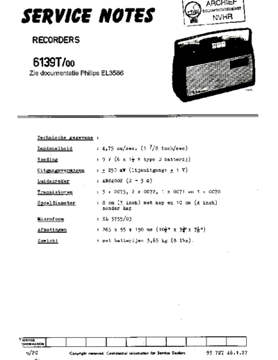 DUX (PHILIPS) Aristona SA6139T  . Rare and Ancient Equipment DUX (PHILIPS) SA6139T Aristona_SA6139T.pdf