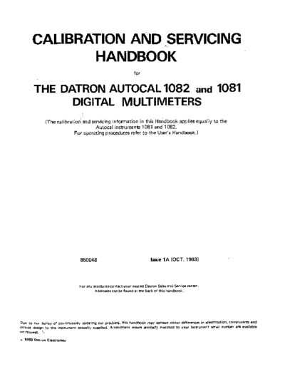 Datron Calibration and servicing handbooks 1082 and 1081 multimeter 198310 [160]  . Rare and Ancient Equipment Datron 1081 Calibration and servicing handbooks 1082 and 1081 multimeter 198310 [160].pdf