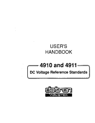 Datron 4910 4911 voltage reference standard users handbook  . Rare and Ancient Equipment Datron 4910 datron_4910_4911_voltage_reference_standard_users_handbook.pdf