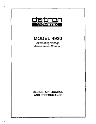Datron Datron Wavetek 4920 Design  . Rare and Ancient Equipment Datron 4920 Datron_Wavetek_4920_Design.pdf