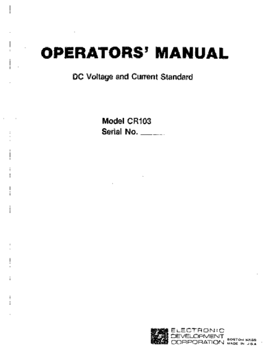 EDC EDC CR103 Operating & Service  . Rare and Ancient Equipment EDC CR103 EDC CR103 Operating & Service.pdf