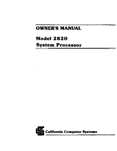 ccs CCS 2820 System Processor Mar81  . Rare and Ancient Equipment ccs 2820 CCS_2820_System_Processor_Mar81.pdf