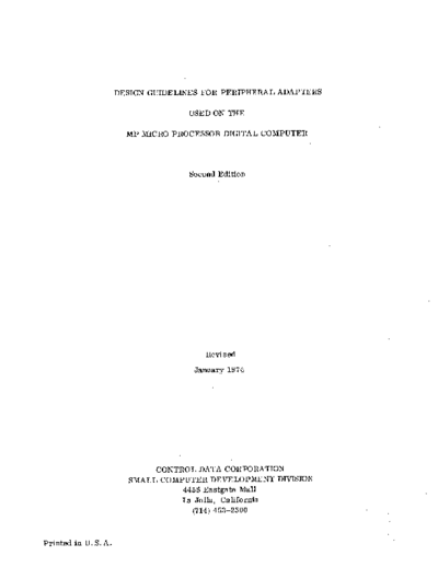 cdc Design Guidelines For MP Peripheral Adapters Jan74  . Rare and Ancient Equipment cdc mp-32 Design_Guidelines_For_MP_Peripheral_Adapters_Jan74.pdf